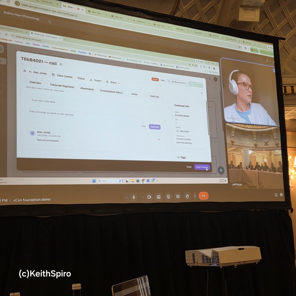 vCons at work in this screen capture photo by Keith Spiro. A live video call captured the process.